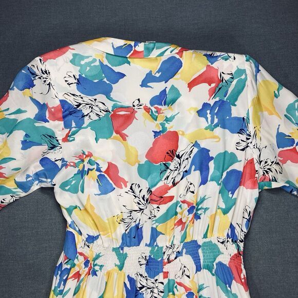 SILK STUDIO For Petites Maxi Dress 12 Vintage Tropical Floral 80s Coastal Summer - Picture 7 of 16